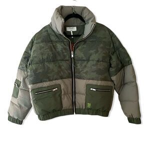 One Teaspoon Dirtee Love Puffa Jacket army green khaki puffer ski winter XXS